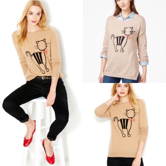 Maison Jules Sweaters - Maison Jules Natural Cat Print Sweater XXL